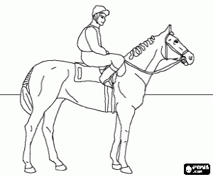 Pintar Jockey muntant el seu cavall abans de comen�ar la carrera