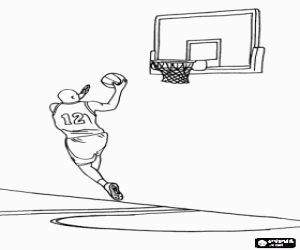 Pintar Jugador de b�squet entrant a cistella