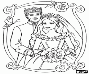 Pintar Ken i Barbie en un bonic retrat emmarcat del dia del seu casament