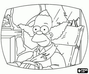 Pintar Krusty el pallasso a casa seva en una escena del seu show a la tele