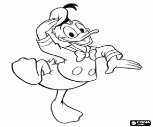 Pintar L'�nec Donald amb la seva camisa i gorra de mariner i un llacet o corbat�