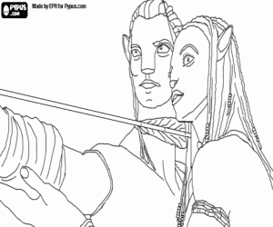 Pintar L'avatar na'vi de Jake i Neytiri preparats per llan�ar una fletxa