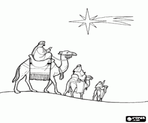Pintar L'Estel de Nadal guiant als tres Reis d'Orient en el seu cam� cap a Betlem