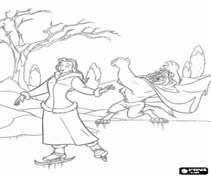 Pintar La Bella i la B�stia patinat sobre un llac gelat