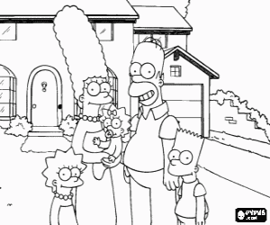 Pintar La fam�lia Simpson davant de casa seva a Springfield