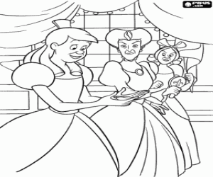 Pintar La madrastra i les germanastres de la Ventafocs: Lady Tremaine i les seves filles Drizella i Anast�sia