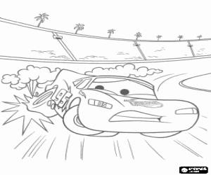Pintar LLamp McQueen en el moment de patir la punxada de la seva roda durant la cursa de la Copa Pist�