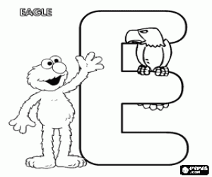 Pintar Lletra E amb Elmo i una �guila