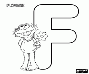 Pintar Lletra F amb Zoe i una flor