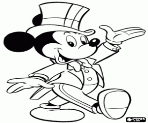 Pintar Mickey Mouse molt elegant en la celebraci� de la Cap d'Any o la nit de cap d'any