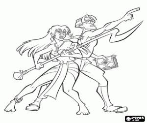 Pintar Milo James Thatch i la Princesa Kida Kidagakash Nedakh, els personatges principals de Atlantis: L'imperi perdut