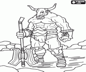 Pintar Minotaure - Monstre gegant amb cos hum� i cap de toro armat com un guerrer