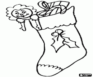 Pintar Mitj� de Nadal adornat amb unes fulles de gr�vol i ple de regalets