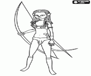 Pintar Neytiri, la princesa del clan Omaticaya amb el seu arc i la seva espasa