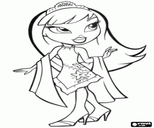 Pintar Nina Bratz amb un vestit de festa i la tiara de