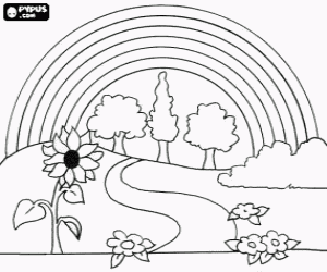 Pintar Paisatge a la primavera amb flors, arbres i el arc de Sant Mart�