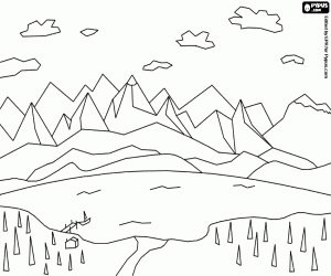 Pintar Paisatge de llac amb les muntanyes al fons i amb una caseta i un petit veler amarrat