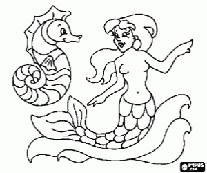 Pintar Petita Sirena amb un cavallet de mar