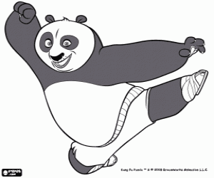 Pintar Po, el panda gegant fan�tic del Kung Fu, entrenant per a convertir-se en mestre guerrer