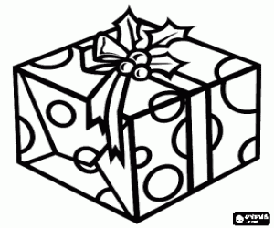 Pintar Regal de Nadal embolicat amb un paper de rodonetes i adornat amb un lla� i unes fulles de gr�vol