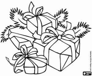 Pintar Regals de Nadal adornats amb lla�os i fulles d'avet