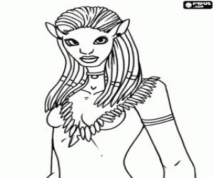 Pintar Retrat de la princesa Neytiri del poble dels na'vi, humanoides de pell blau i amb alguns trets felins