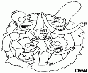 Pintar Retrat dels Simpson: Homer, Marge, Bart, Lisa i Maggie