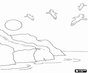 Pintar Roques a la vora del mar amb les gavines volant