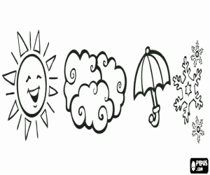 Pintar S�mbols meteo - Sol, n�vols, paraig�es i flocs de neu