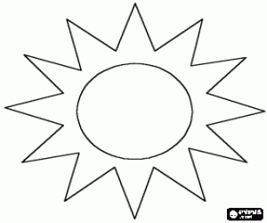 Pintar Sol, l'estrella que es troba en el centre del sistema solar dibuixada com un cercle i els seus raigs
