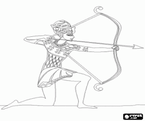 Pintar Soldat egipci preparat per disparar amb un arc i una fletxa