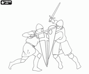 Pintar Soldats lluitant amb les espases i els escuts