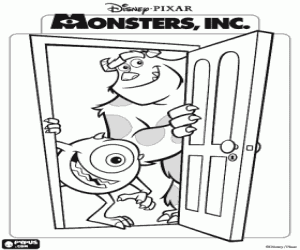 Pintar Sulley i el seu amic Mike en una de les portes de Monstrepolis al m�n hum�