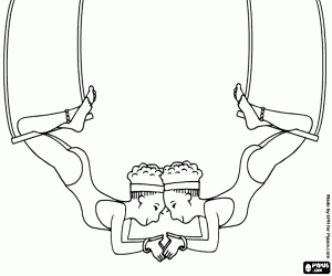Pintar Trapezistes realitzant acrob�cies sobre els trapezis