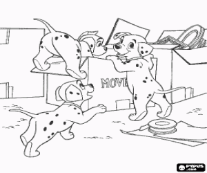 Pintar Tres gossets d�lmates fent el trapella