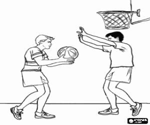 Pintar U contra u de b�squet entre dos joves amics