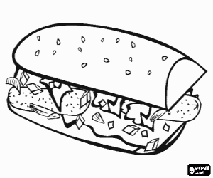 Pintar Un bon entrep�, bocata o sandvitx amb pa de barra amb llavors i amb molts ingredients variats