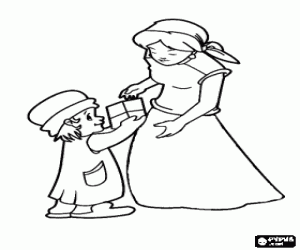 Pintar Una nena d�na a la seva mare el present