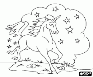 Pintar Unicorn - Cavall jove amb un banya en espiral