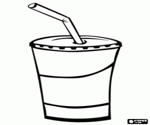 Pintar Vas de refresc amb tapa i una canyeta per beure