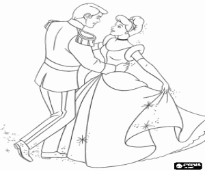 Pintar Ventafocs i el Pr�ncep ballant enamorats en la gran festa de palau