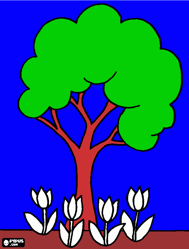 pinta arbre i cel blau