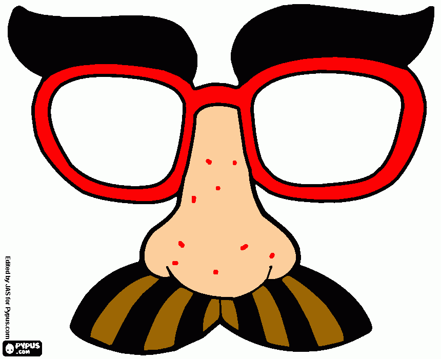 pinta cara amb bigoti i ulleres vermelles