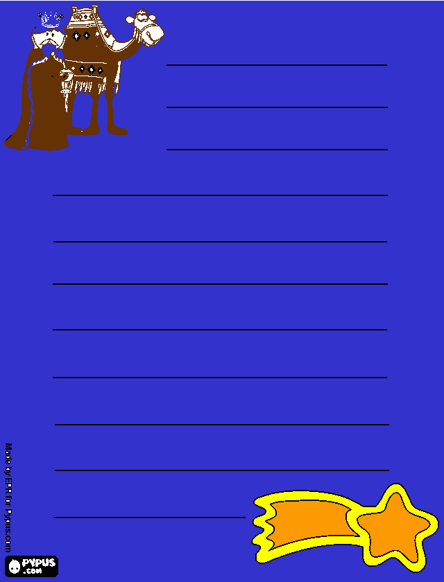 pinta carta reis, paper blau decorat
