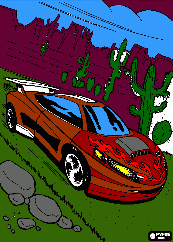 pinta cotxe esportiu pel desert americà