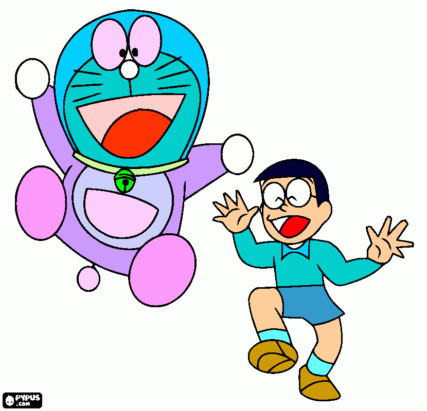 pinta doraemon i nobita, dos grans amics