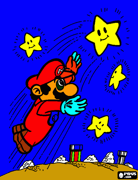 pinta el mario agafa les estrelles