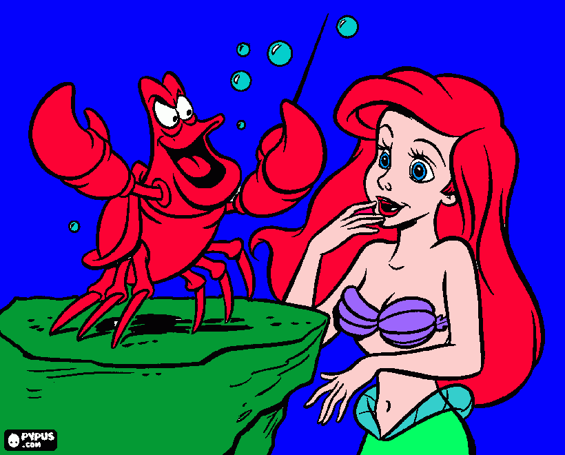 pinta el sebastian y la sirenita