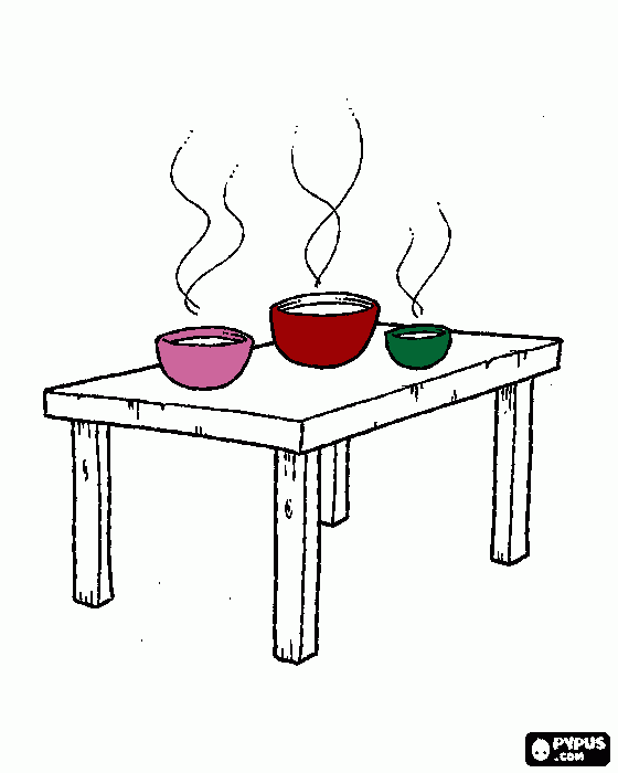 pinta els tres plats de sopa molt calenta