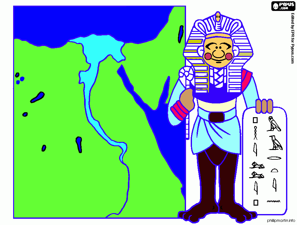pinta faraó amb el mapa d'egipte